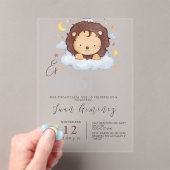 Spanish Boy Baby shower Lion QR Code Baby Registry Acryl Uitnodigingen (Insitu (Draagbaar))