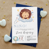 Spanish Boy Baby shower Lion QR Code Baby Registry Kaart