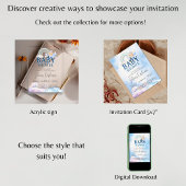 Spanish Boy Baby shower Teddybeer Vliegtuig Blauw Acryl Uitnodigingen