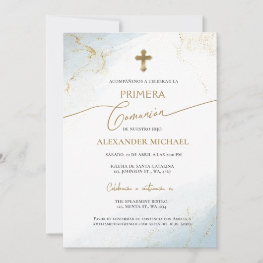 Spanish Boy First Holy Communion Primera Comunion  Kaart (Voorkant)