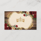 Spanish Burgundy Floral Rustic Mis Quince Details Informatiekaartje (Achterkant)