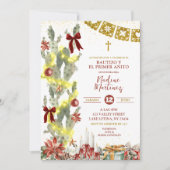 Spanish Cactus Christmas Baptism Invitation Kaart (Voorkant)