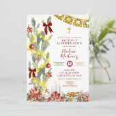 Spanish Cactus Christmas Baptism Invitation Kaart (Staand voorkant)