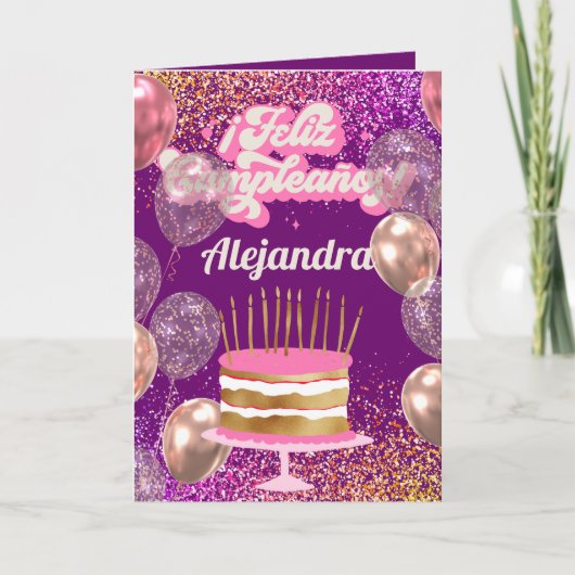 Spanish Cake Glitter Transparante Ballonnen Verjaa Kaart (Voorkant)