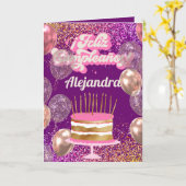 Spanish Cake Glitter Transparante Ballonnen Verjaa Kaart (Gele Bloem)