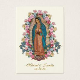 Spanish Catholic Guadalupe Wedding Holy Card Visitekaartje
