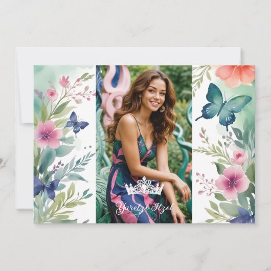 Spanish Charming Sweet Floral Garland Butterflies Kaart (Voorkant)