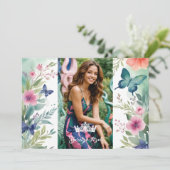 Spanish Charming Sweet Floral Garland Butterflies Kaart (Staand voorkant)