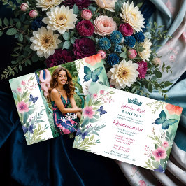 Spanish Charming Sweet Floral Garland Butterflies Kaart