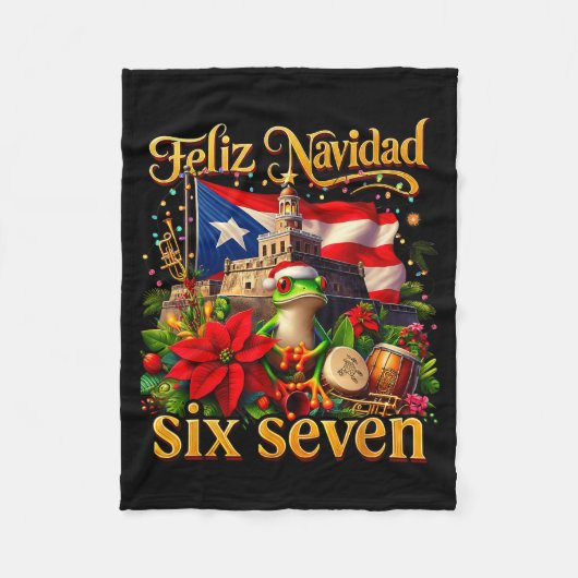 Spanish Christmas Funny Puerto Rico Boricua Coqui  Fleece Deken (Voorkant)