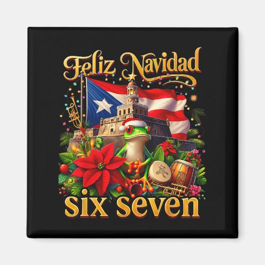 Spanish Christmas Funny Puerto Rico Boricua Coqui  Magneet (Voorkant)