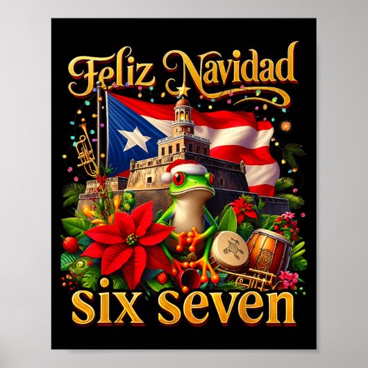 Spanish Christmas Funny Puerto Rico Boricua Coqui  Poster (Voorkant)