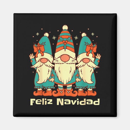 Spanish Christmas Gnomes Feliz Navidad Magneet (Voorkant)