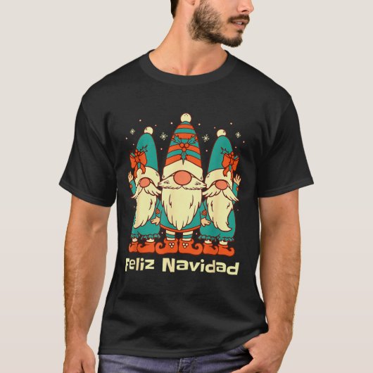 Spanish Christmas Gnomes Feliz Navidad  T-shirt (Voorkant)