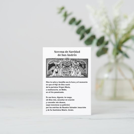 Spanish Christmas  St. Andrew Novena Prayer Visitekaartje (Staand voorkant)