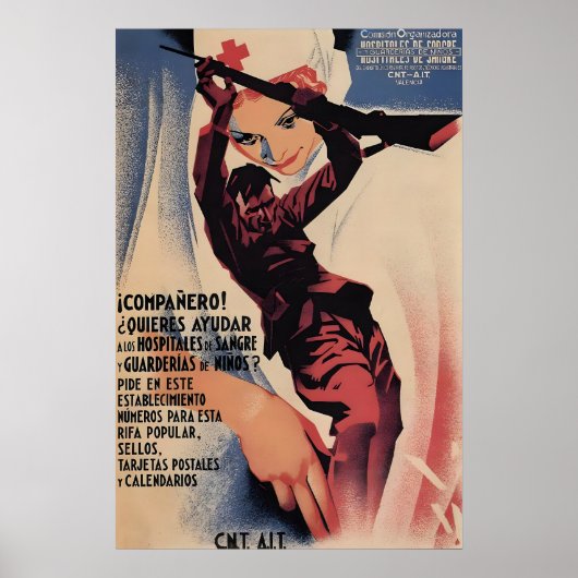 Spanish Civil War Poster Comrade, help the (Voorkant)