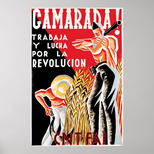 Spanish Civil War Poster Comrade! Work and fight (Voorkant)