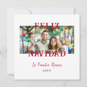 Spanish Classic Red Merry Christmas Photo Feestdagenkaart (Voorkant)