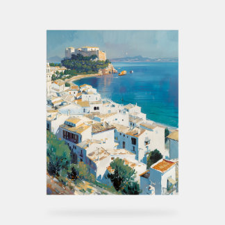 Spanish coastal town  acryl bord