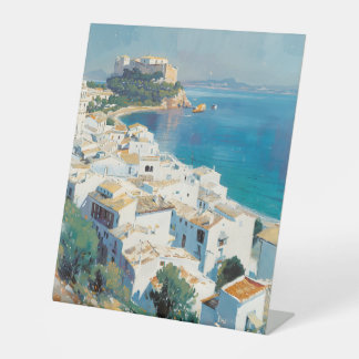 Spanish coastal town  reclamebord met voetstuk