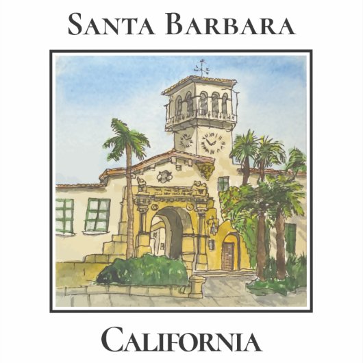 Spanish Colonial Tower, Clock Tower, Santa Barbara Sticker (Voorkant)