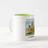 Spanish Colonial Tower, Clock Tower, Santa Barbara Tweekleurige Koffiemok (Voorkant links)