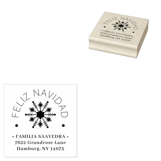Spanish Cute Sophisticated Snowflake Christmas Rubberstempel (Gestempeld)