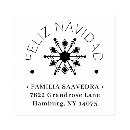 Spanish Cute Sophisticated Snowflake Christmas Rubberstempel (Afrduk)