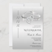 Spanish Decorative Glitzy Silver Wedding Rings  Kaart (Voorkant)