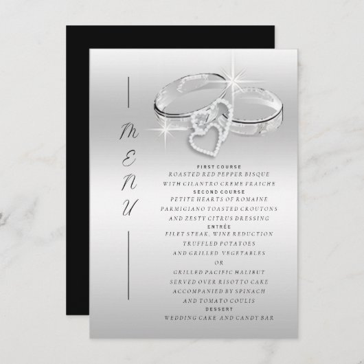 Spanish Decorative Glitzy Silver Wedding Rings  Menu (Voorkant / Achterkant)