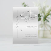 Spanish Decorative Glitzy Silver Wedding Rings RSVP Kaartje (Staand voorkant)