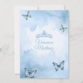 Spanish Dusty Blue Princess Butterfly Bow 15 Años Kaart (Achterkant)