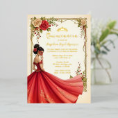 Spanish Exquisite Chic Quinceañera Masquerade Ball Folie Uitnodiging (Staand Voorkant)