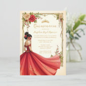 Spanish Exquisite Chic Quinceañera Masquerade Ball Kaart (Staand voorkant)