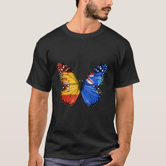Spanish Falkland Islanders Flag Butterfly T-shirt (Voorkant)