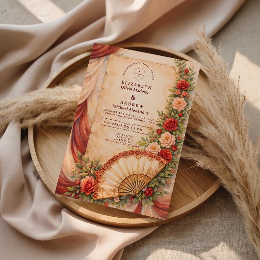 Spanish Fan Romance Wedding Kaart