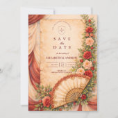 Spanish Fan Romance Wedding Save The Date (Voorkant)