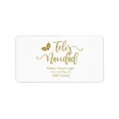 Spanish Feliz Navidad Golden Whimsical Typography Etiket (Voorkant)