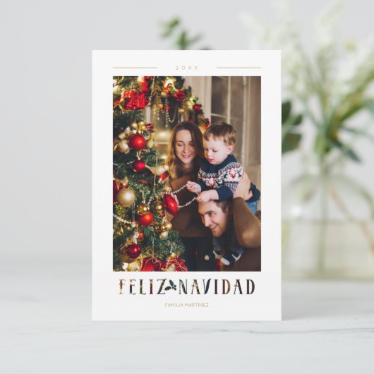 Spanish Feliz Navidad Modern Calligraphy Photo (Staand voorkant)