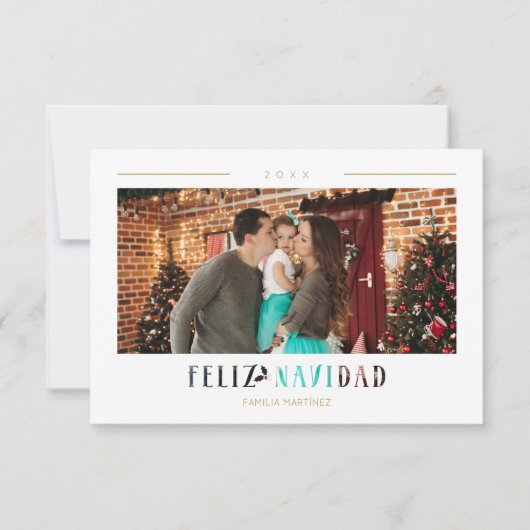 Spanish Feliz Navidad Modern Typography Photo (Voorkant)