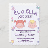 Spanish Gender Reveal Invitation baby onthulling Kaart (Voorkant / Achterkant)