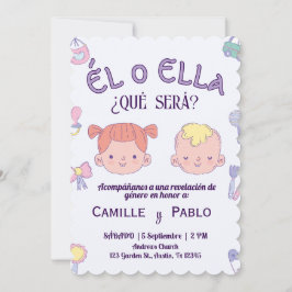 Spanish Gender Reveal Invitation baby onthulling Kaart