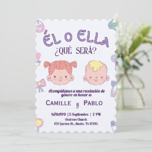 Spanish Gender Reveal Invitation baby onthulling Kaart