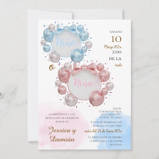 Spanish Gender Reveal Invitation Kaart (Voorkant)
