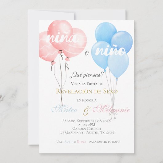 Spanish Gender Reveal Kaart (Voorkant)