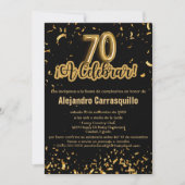 Spanish Glam Black & Gold Confetti 70e verjaardag Kaart (Voorkant)