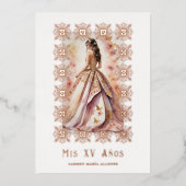 Spanish Glam Quinceañera Rose Gold Ornate Frame Folie Uitnodiging (Voorkant)