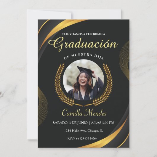 Spanish Graduates Invitation Elegant Afstuderen Kaart (Voorkant)