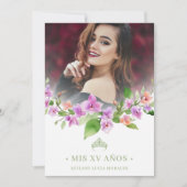 Spanish Green Princess Crown & Garland Mis XV Años Kaart (Voorkant)