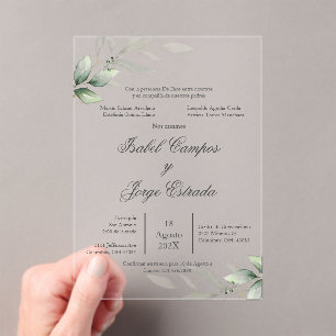 Spanish Greenery Wedding Acryl Uitnodiging